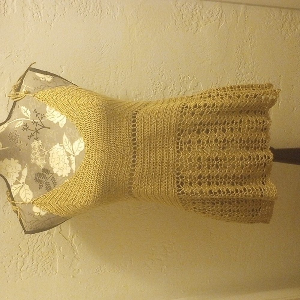 Gold crochet top by Scoop Beach